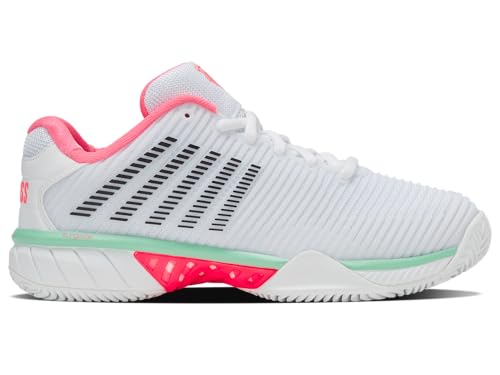 K-Swiss Damen Hypercourt Express 2 Clay Tennisschuh, Weiß, Neon, Pastell, Rosa, Schwarz, 38 EU von K-Swiss