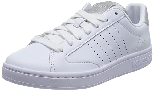 K-Swiss Damen Lozan Klub LTH Sneaker, WHT/WHT/SILVERCROCO, 40 EU von K-Swiss