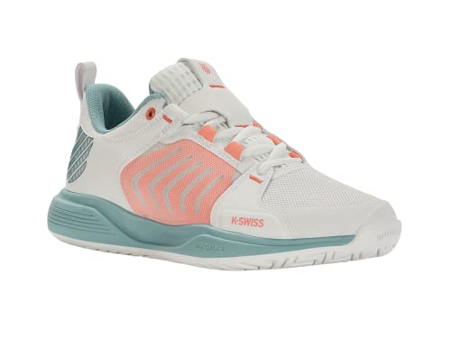 K-Swiss Performance Damen ULTRASHOT Team Tennis Shoe, Blanc de Blanc/Nile Blue/Desert Flower, 38 EU von K-Swiss