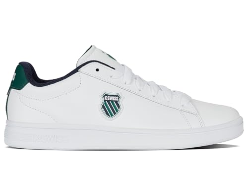 K-Swiss Herren Court Shield II Sneaker, WHT/RAINFRST/Peacot, 46 EU von K-Swiss