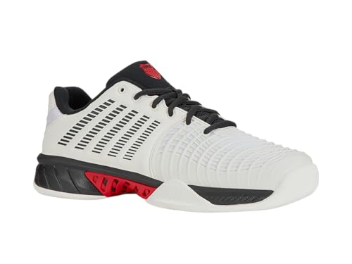 K-Swiss Herren Express Light 3 Carpet Tennis Shoe, Bright White/Stretch Limo/High Risk Red, 41.5 EU von K-Swiss
