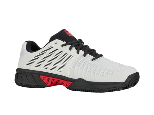 K-Swiss Herren Express Light 3 HB Tennis Shoe, Bright White/Stretch Limo/High Risk Red, 45 EU von K-Swiss