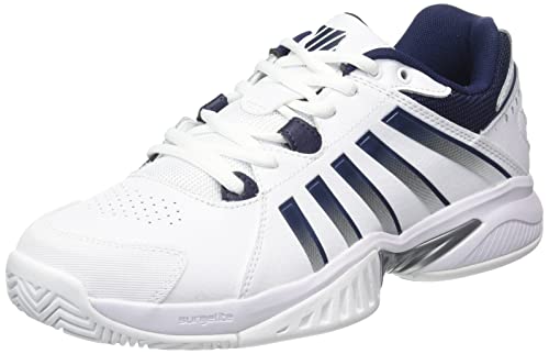 K-Swiss Herren Receiver V Tennisschuh, White/Peacoat/Silver, 41 EU Schmal von K-Swiss