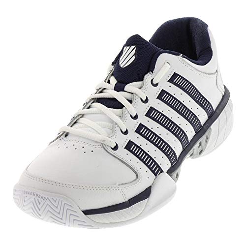 K-Swiss Hypercourt Express Herren-Tennisschuh aus Leder, Weiß/Marineblau/Silber, 42 EU von K-Swiss