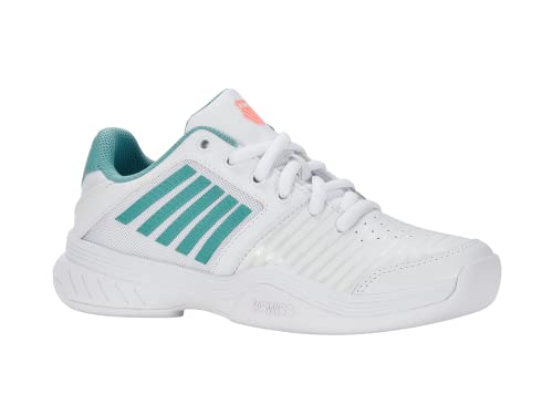 K-Swiss Performance Court Express Carpet Tennis Shoe, White/Nile Blue/Desert Flower, 33 EU von K-Swiss