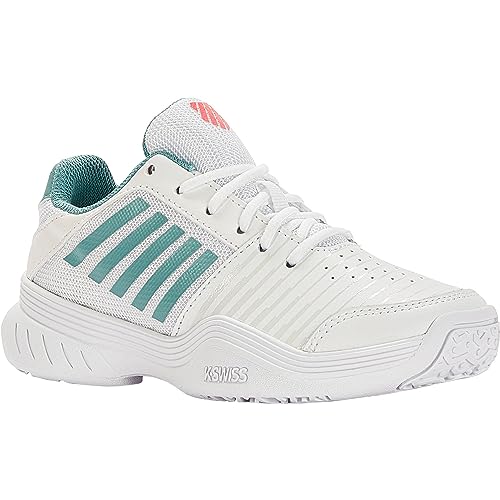 K-Swiss Performance Court Express Omni Tennis Shoe, White/Nile Blue/Desert Flower, 30 EU von K-Swiss