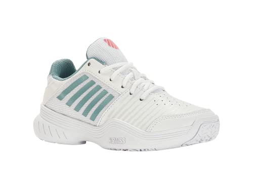 K-Swiss Performance Court Express Omni Tennis Shoe, White/Nile Blue/Desert Flower, 34 EU von K-Swiss