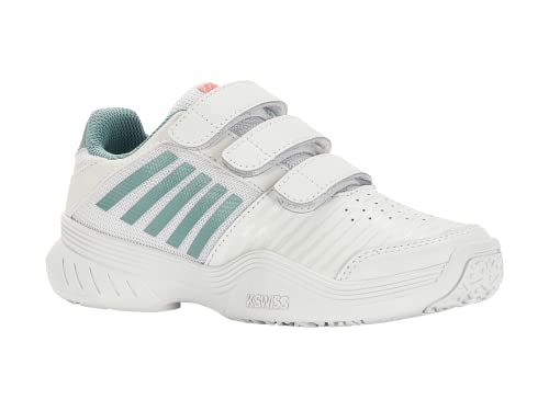 K-Swiss Performance Court Express Strap Omni Tennis Shoe, White/Nile Blue/Desert Flower, 28 EU von K-Swiss