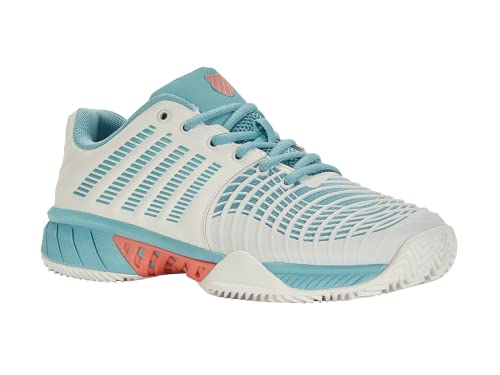K-Swiss Performance Damen Express Light 3 HB Tennis Shoe, Blanc de Blanc/Nile Blue/Desert Flower, 39.5 EU von K-Swiss