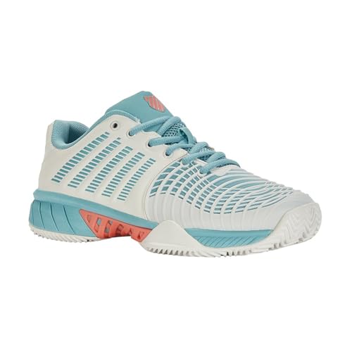 K-Swiss Performance Damen Express Light 3 HB Tennis Shoe, Blanc de Blanc/Nile Blue/Desert Flower, 42 EU von K-Swiss