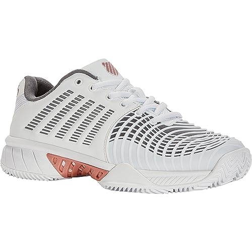 K-Swiss Performance Damen Express Light 3 HB Tennis Shoe, White/Black/Steel Gray/Rose Gold, 41 EU von K-Swiss