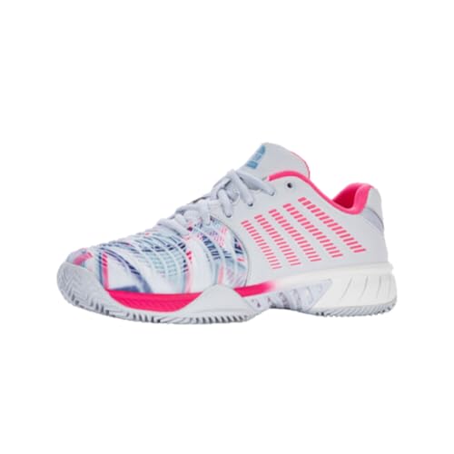 K-Swiss Performance Damen Express Light 3 Padel Tennis Shoe, Arctic Ice/White/NEON PINK, 41.5 EU von K-Swiss