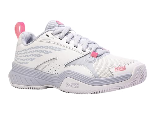 K-Swiss Performance Damen Speedex Padel Tennis Shoe, White/Arctic Ice/NEON PINK, 35.5 EU von K-Swiss