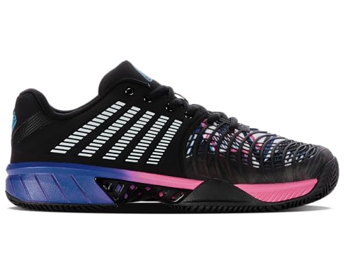 K-Swiss Performance Herren Express Light 3 Padel Tennis Shoe, Black/True Blue/NEON PINK, 42 EU von K-Swiss