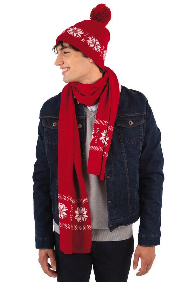 K-UP Trucker Cap Gestrickter Weihnachtsschal mit Sternmuster von K-UP
