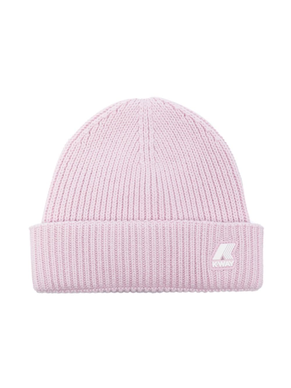 K Way Kids Gerippte Beanie mit Logo-Patch - Rosa von K Way Kids