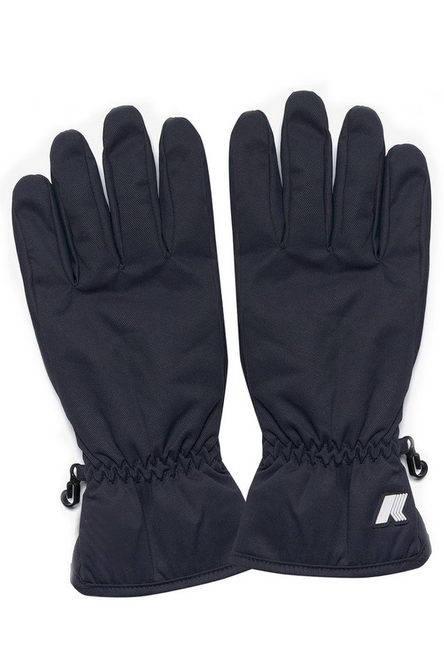 K-Way Strickhandschuhe Blaue Herrenhandschuhe mit Murmeltierfutter und Logo-Applikation von K-Way