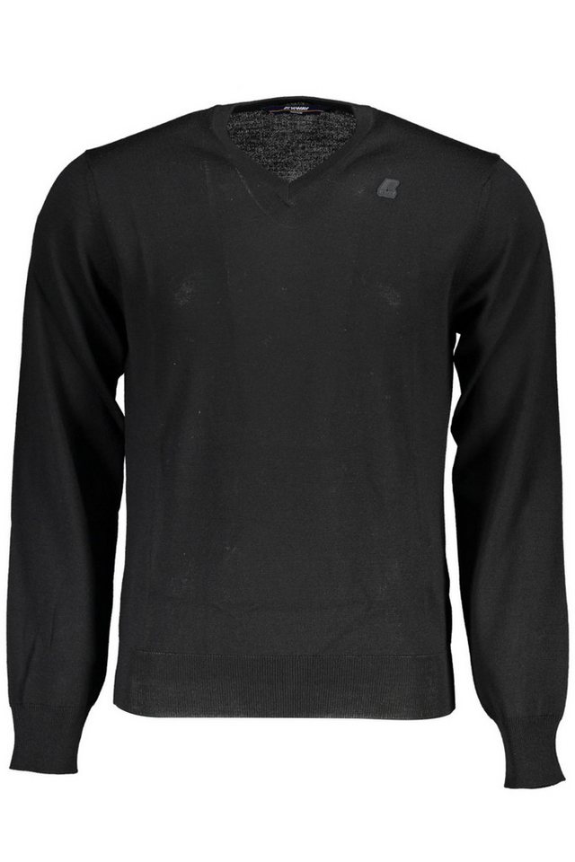 K-Way Strickpullover Eleganter Herrenpullover in Schwarz mit V-Ausschnitt und Logo-Akzent von K-Way