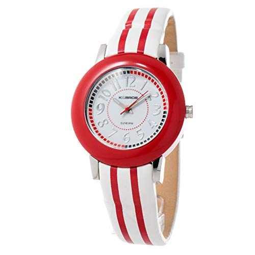 K&Bros Damen Datum klassisch Quarz Uhr mit Leder Armband 9135-3-435 von K&Bros