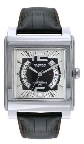 K&Bros Herren Datum klassisch Quarz Uhr mit Leder Armband 9520-3-380 von K&Bros