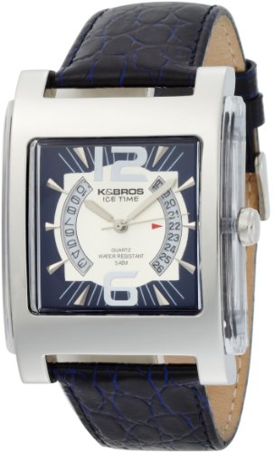 K&Bros Herren Datum klassisch Quarz Uhr mit Leder Armband 9520-4-380 von K&Bros