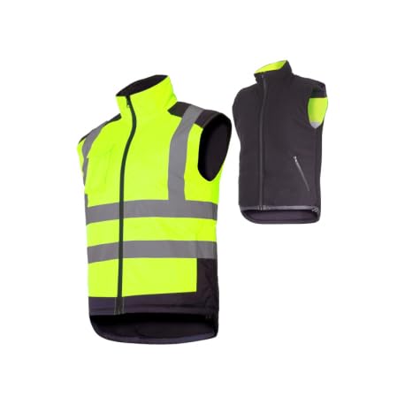 K&G Profi Arbeitsweste Lahti PRO L41313 NEON GELB Doppelseitige Warnweste Winterweste Herrenweste Bodywarmer Warmweste Herren Warm Weste (2XL) von K&G