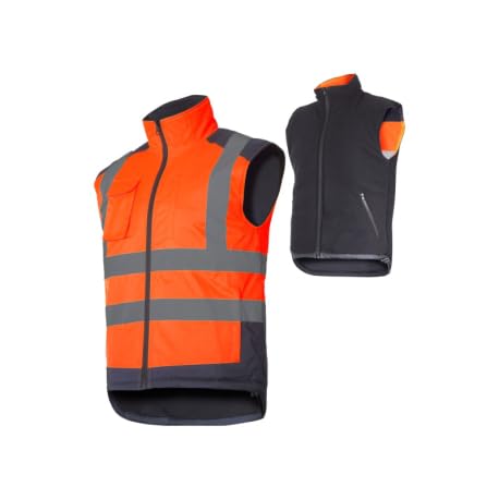 K & G seit 1948 Profi Arbeitsweste Lahti PRO L41314 ORANGE Herren Warm Weste Doppelseitige Warnweste Winterweste Herrenweste Bodywarmer Warmweste (S) von K & G seit 1948