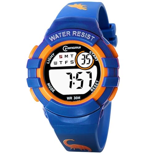 K&L Wall Art Kinder Armbanduhr für Jungen Kinderuhr Dino Digitale Armbanduhren mit Wecker (216 x 14mm Silikonarmband Dinosaurier) von K&L Wall Art
