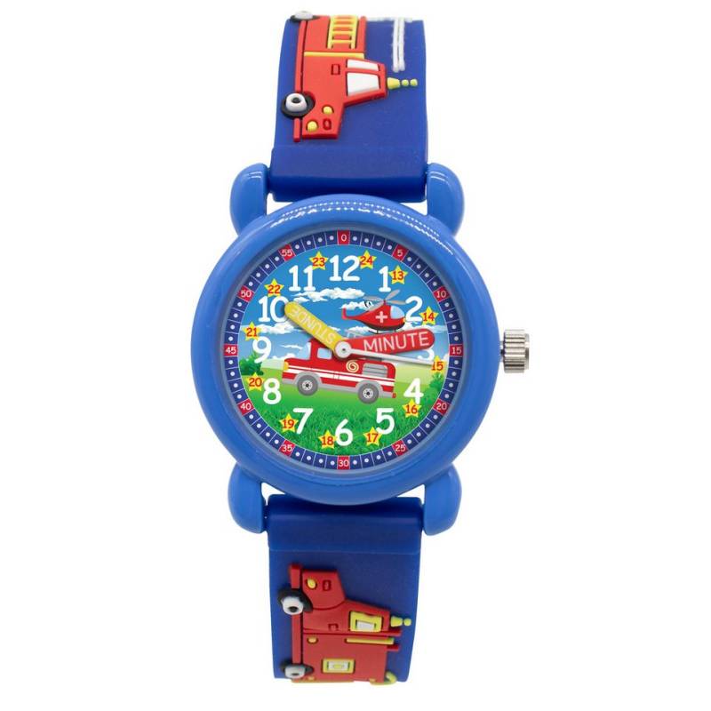 K&L Wall Art Quarzuhr Feuerwehr Kinderuhr Analog Lernuhr Silikon Armbanduhr, Kinderarmbanduhr blaue Jungenuhr von K&L Wall Art