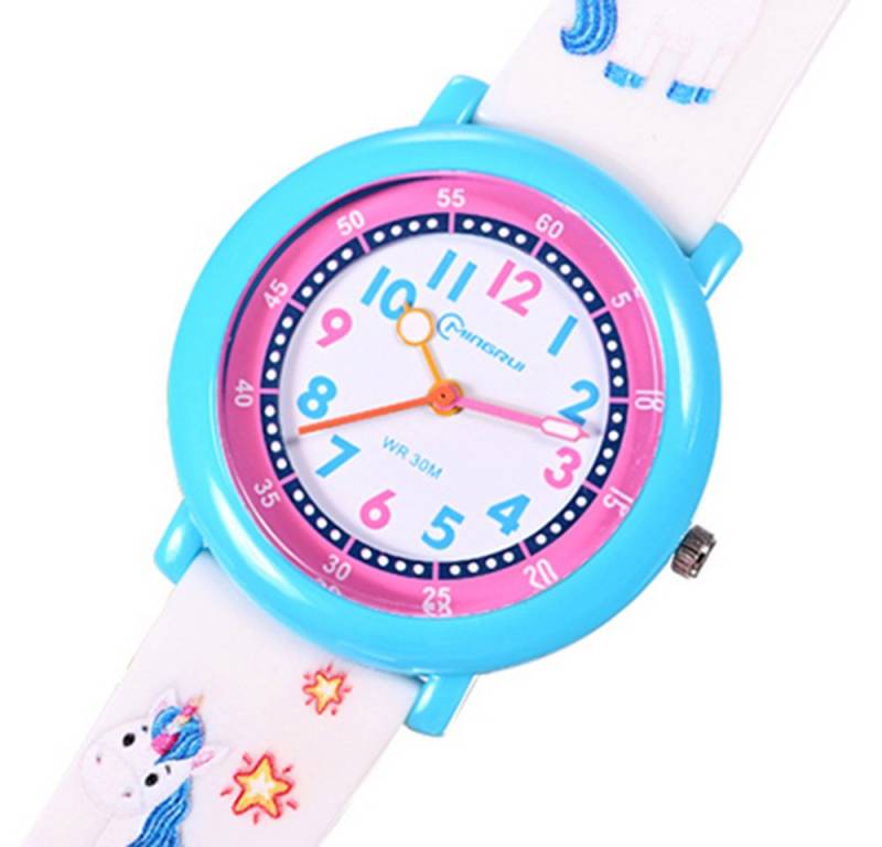 K&L Wall Art Quarzuhr Kinder Armbanduhr Einhorn Wassermelone Silikonuhr für Mädchen, Lernuhr mit Silikonarmband, 3ATM von K&L Wall Art