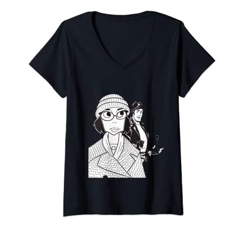Damen Adrian und Rocky niedlich süß. T-Shirt mit V-Ausschnitt von K&M Slightly Disturbed Minds