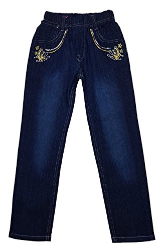 K&S FASHION Bequeme Mädchen Jeans, Stretchjeans in dunkel Blau, Gr. 98, M77.2e von K&S FASHION