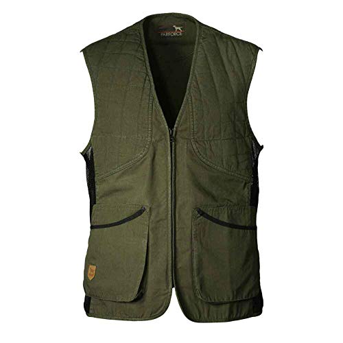 K&S Outdoors Herren Schießweste Hunter Oliv Rautensteppmuster für Links- und Rechtsschützen Jagdweste Trap Skeet aus Baumwolle (3XL (60)) von K&S Outdoors