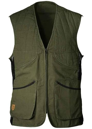 K&S Outdoors Herren Schießweste Hunter Oliv Rautensteppmuster für Links- und Rechtsschützen Jagdweste Trap Skeet aus Baumwolle (3XL (60)) von K&S Outdoors