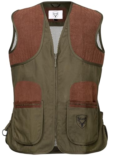 K&S Outdoors Schießweste Classic Oliv Grün Herren Jagdweste Trap Skeet aus Baumwolle (DE/NL/SE/PL, Numerisch, 64, Regular, Regular) von K&S Outdoors