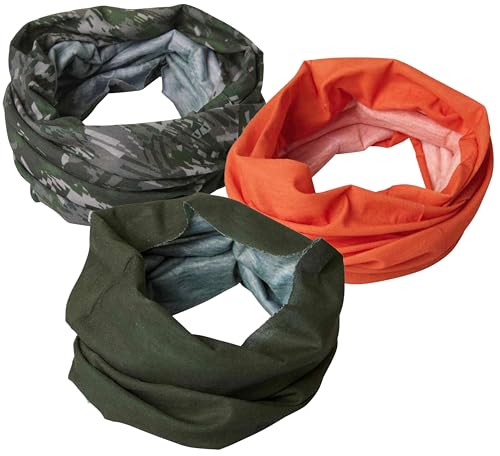 Schlauchschal 3er Set Maske Neckwarmer Signal-Orange Camo Oliv Grün Jagd Outdoor von K&S Outdoors
