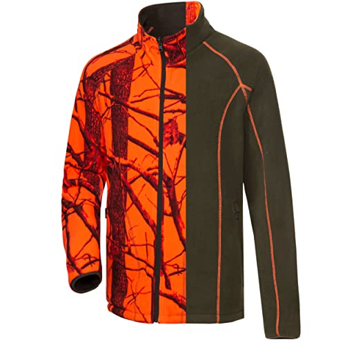 K&S Wildkameras Signal Orange Camo Herren Wendefleecejacke Olivgrün Wendejacke Fleecejacke Jagd Jagdjacke (M (48, 50)) von K&S Wildkameras