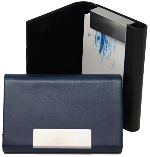Visitenkartenetui - hochwertiges Kunstleder mit Magnetverschluss in gebürstetem Edelstahl, edle Visitenkartenbox im Business-Look von K.DESIGNS 2er Set Schwarz + Blau Visitenkartenetui - hochwertiges Kunstleder mit Magnetverschluss in gebürstetem Edelstahl, edle Visitenkartenbox im Business-Look von K.DESIGNS 2er Set Schwarz + Blau von K.DESIGNS