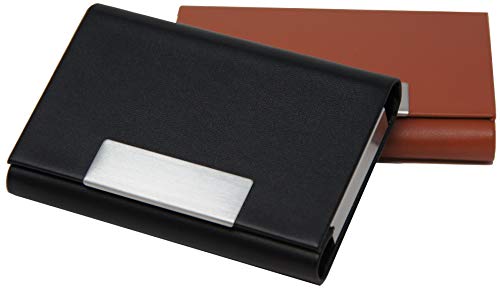 Visitenkartenetui - hochwertiges Kunstleder mit Magnetverschluss in gebürstetem Edelstahl, edle Visitenkartenbox im Business-Look von K.DESIGNS 2er Set Schwarz + Braun Visitenkartenetui - hochwertiges Kunstleder mit Magnetverschluss in gebürstetem Edelstahl, edle Visitenkartenbox im Business-Look von K.DESIGNS 2er Set Schwarz + Braun von K.DESIGNS