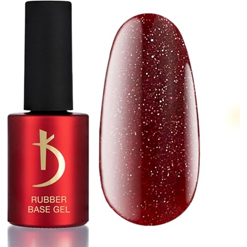 K Professional Rubber Base Gel - Base Coat - Red Glitter Reflective Nail Polish -15ml- Unterlack - Rot Glitzer UV Nagellack - Gel Nägel - Gellack - UV LED Red Reflective von K