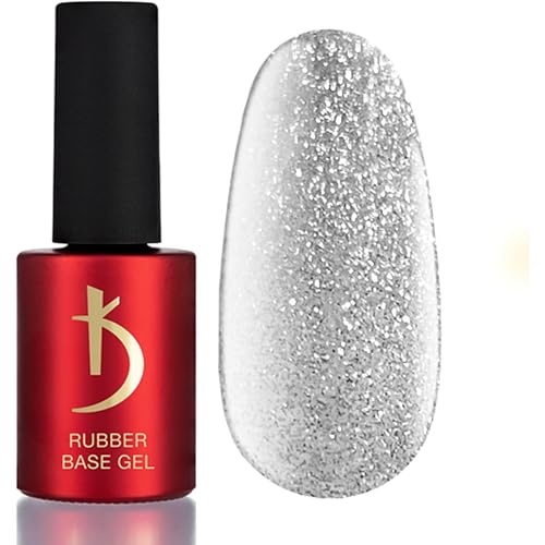 K Professional Rubber Base Gel - Base Coat Shimmer - Silver Glitter Reflective Nail Polish -15ml- Unterlack - Silbern Glitzer UV Nagellack - Gel Nägel - UV LED Silver Reflective von K