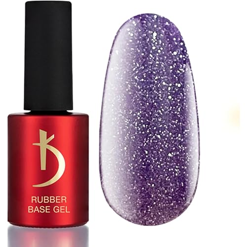 K Professional Rubber Base Gel - Base Coat Shimmer - Violet Glitter Reflective Nail Polish -15ml- Unterlack - Violett Glitzer UV Nagellack - Gel Nägel - UV LED Violet Reflective von K