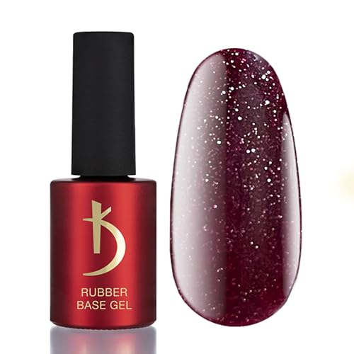 K Professional Rubber Base Gel - Base Coat - Red Cherry Glitter Reflective Nail Polish -15ml- Unterlack - Rot Glitzer UV Nagellack - Gel Nägel - UV LED von K