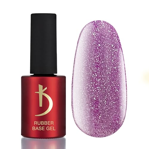 K Professional Rubber Base Gel - Base Coat - Pink Lilac Glitter Reflective Nail Polish -15ml- Unterlack - Rosa Lila Glitzer UV Nagellack - Gel Nägel - UV LED von K