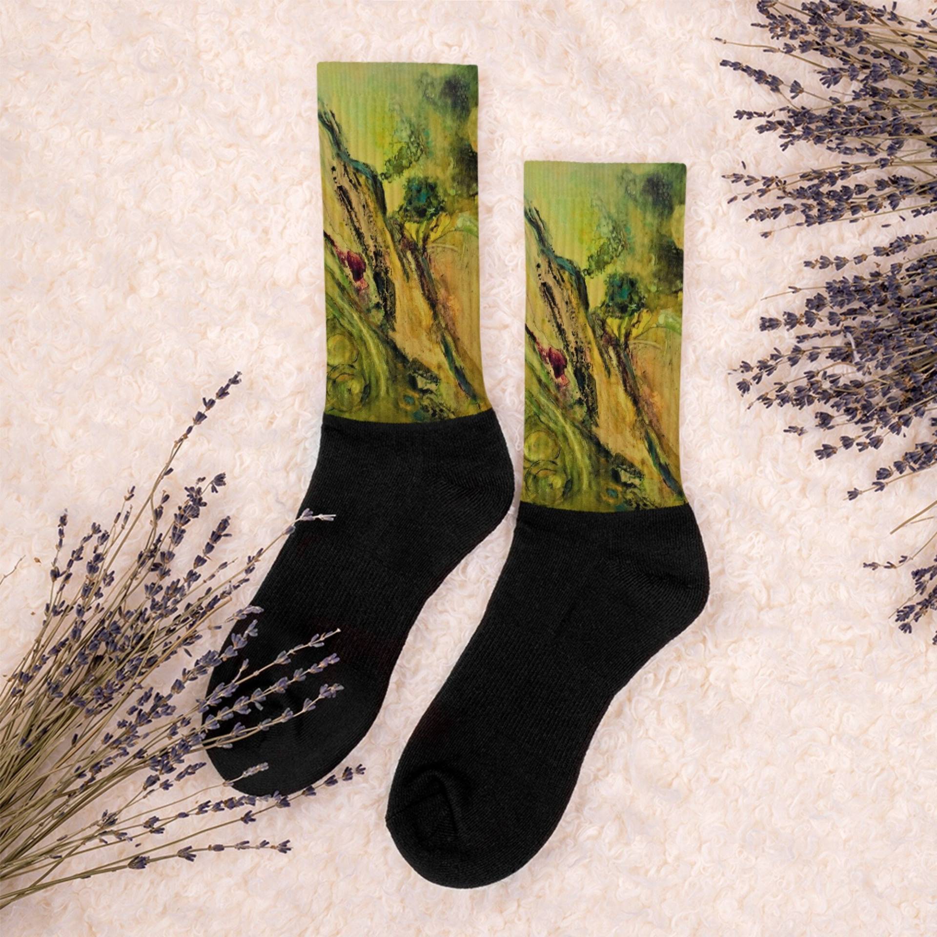 Grüne Abstrakte Kunst Socken, Lustige Socken Für Männer, Einzigartige Benutzerdefinierte Funky Art Designer Bunte Crew von K2CreationsUS