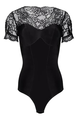 KA Fashion Schwarzer eleganter Damen Dessous Body mit Spitze Blickdicht elastisch Hakenverschluss im Schritt Kurzarm XL KA Fashion Schwarzer eleganter Damen Dessous Body mit Spitze Blickdicht elastisch Hakenverschluss im Schritt Kurzarm XL von KA Fashion