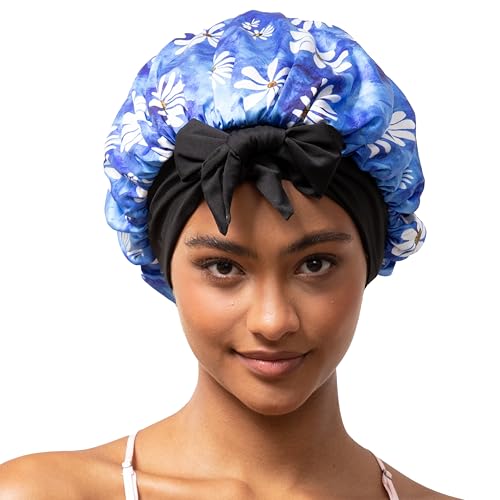KAAHYNNO Haube für schlafende Haare: Seidensatin-Schlafmütze für Damen, für glatte, gewellte, lockige, krause, natürliche Haare, von Tie Band – Gänseblümchen von KAAHYNNO