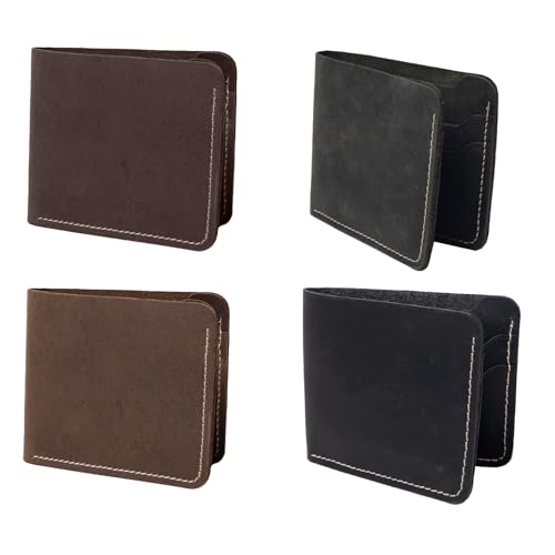 KAAL Crazy Horse, Echtes Leder, Slimfold Leder Brieftasche, Brieftasche für Männer, 4 Kartensteckplätze, 4 Farben Leder Brieftasche, Leder Bifold Front Pocket Wallet, Grün , Minimalistisch von KAAL