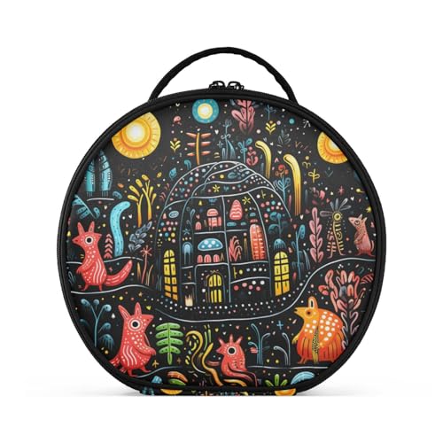 Abstrakte Universum Kunst Reißverschluss Kulturbeutel Rund Kosmetiktasche Kreativ Make up Taschen mit Verstellbaren Trennern für Mädchen von KAAVIYO