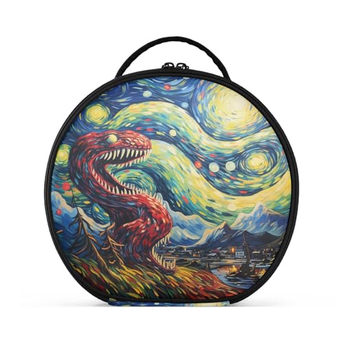 Aquarell Kunstwerk Cartoon Schlange Reißverschluss Kulturbeutel Rund Kosmetiktasche Kreativ Make up Taschen mit Verstellbaren Trennern für Mädchen von KAAVIYO